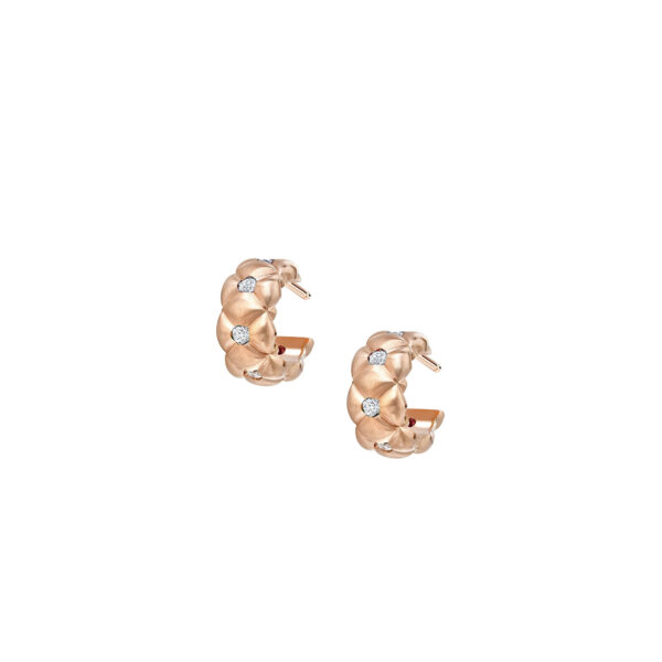 Fabergé Treillage Brushed Rose Gold & Diamond Huggie Hoop Earrings