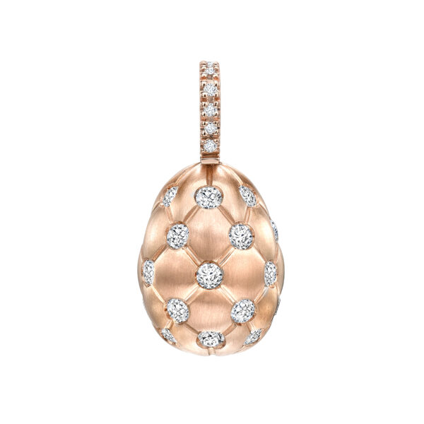 Fabergé Treillage Brushed Rose Gold & Diamond Egg Pendant