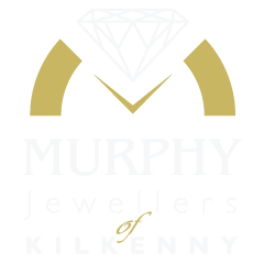 Murphy Jewellers of Kilkenny original logo in gold & white