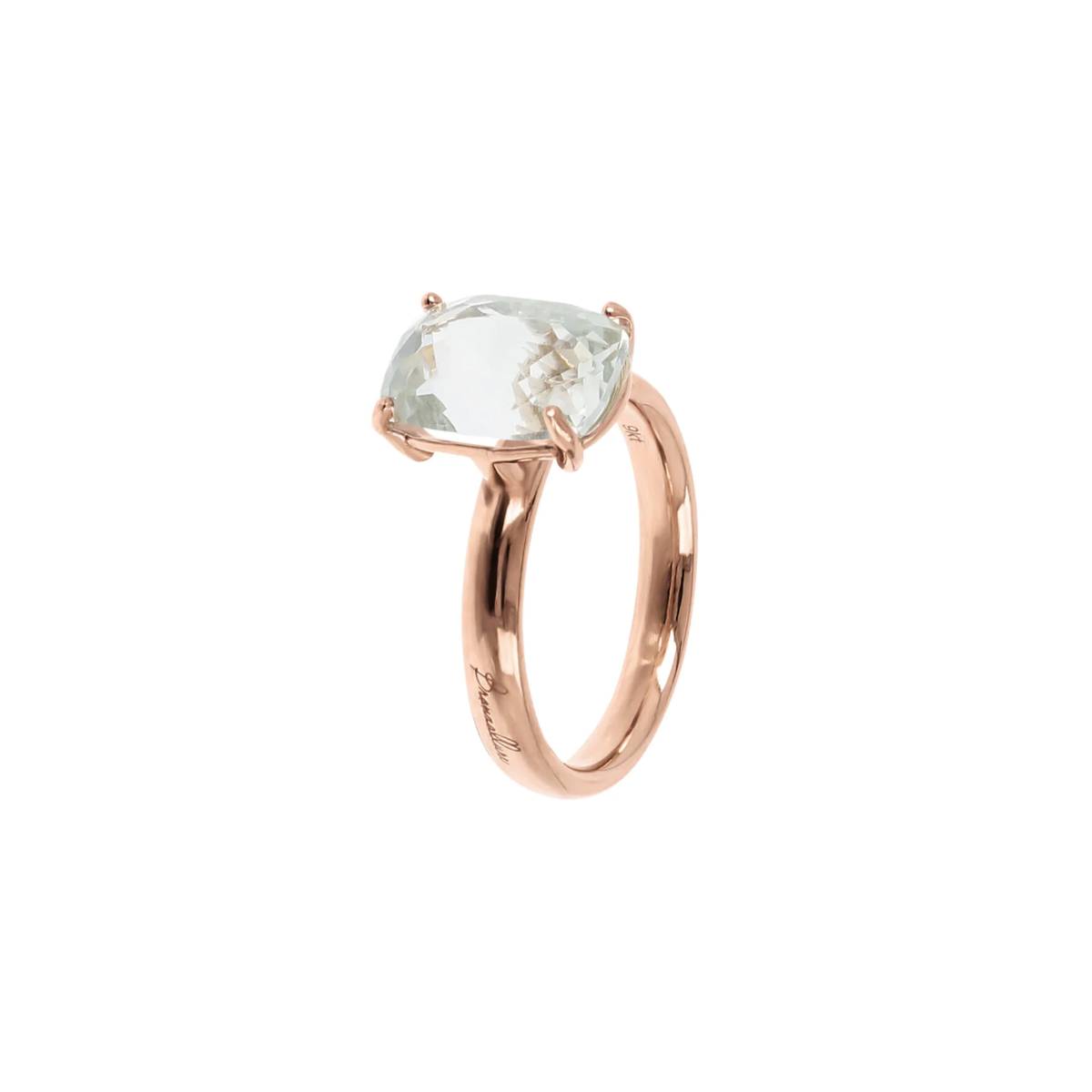 Bronzallure Eternelle Collection 9ct. Rose Gold & Green Amethyst Ring