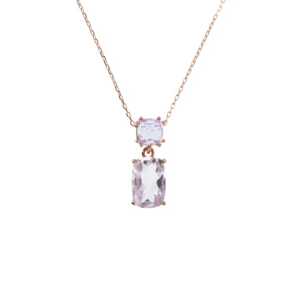 Bronzallure Eternelle Collection 9ct. Rose Gold & Purple Amethyst Necklace