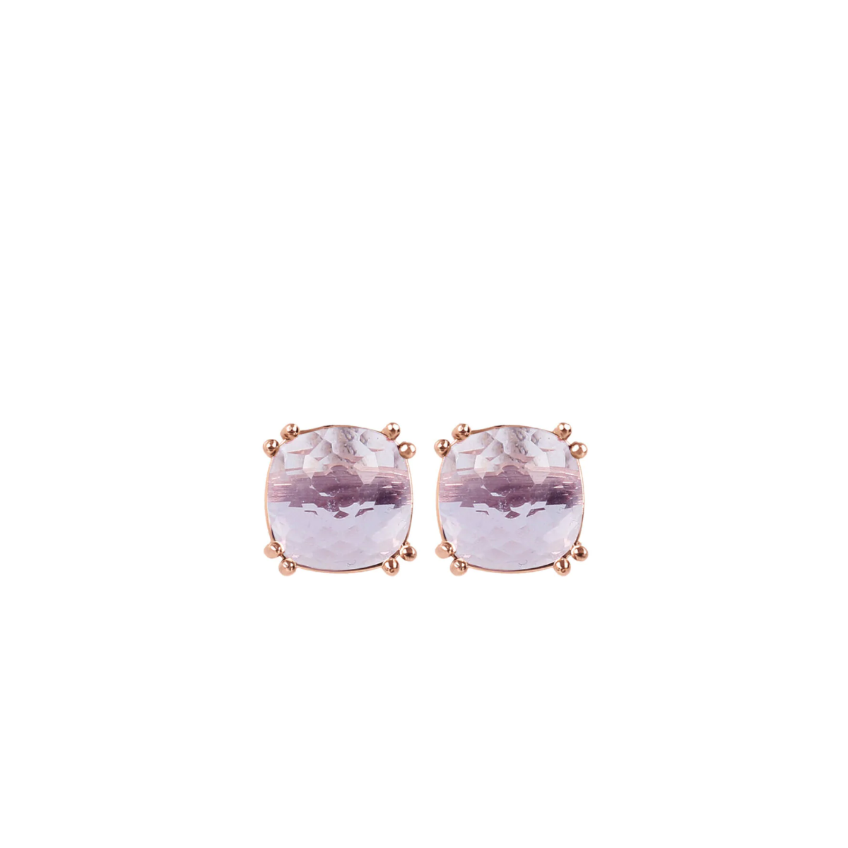 Bronzallure Eternelle Collection 9ct. Rose Gold & Purple Amethyst Stud Earrings