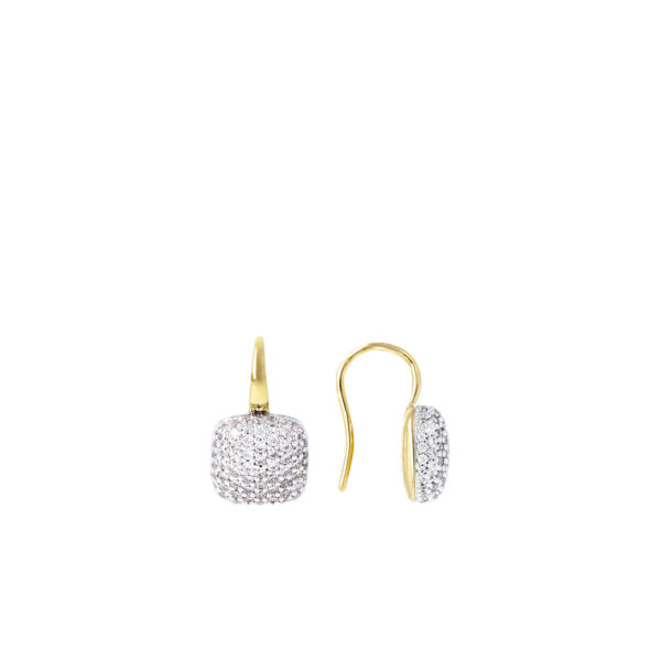 Bronzallure Golden Square Pave Hook Earrings