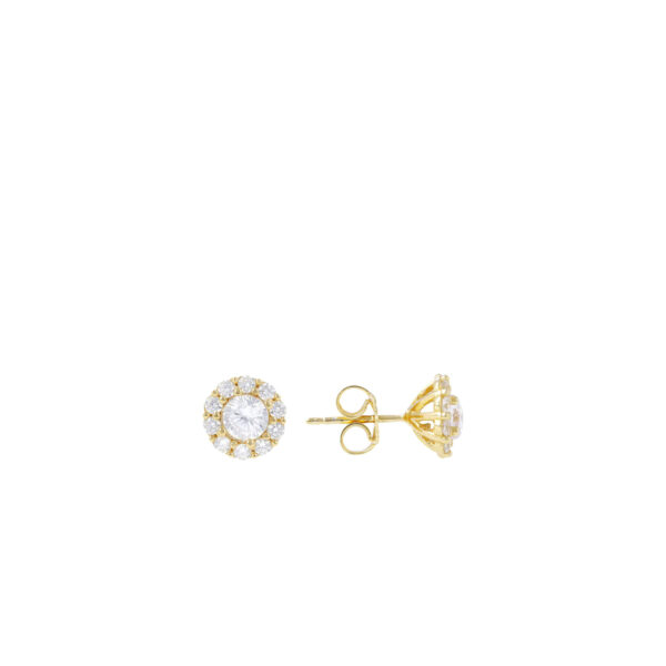Bronzallure Golden CZ Flower Stud Earrings