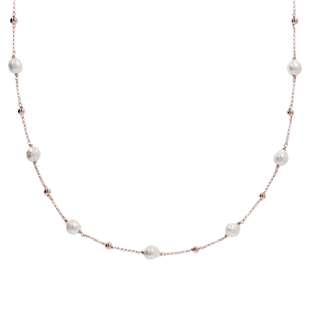 Bronzallure Rose Gold & Ming Pearl Necklace