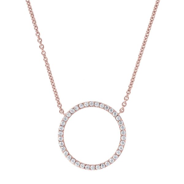 Bronzallure Rose Gold & CZ Open Circle Necklace