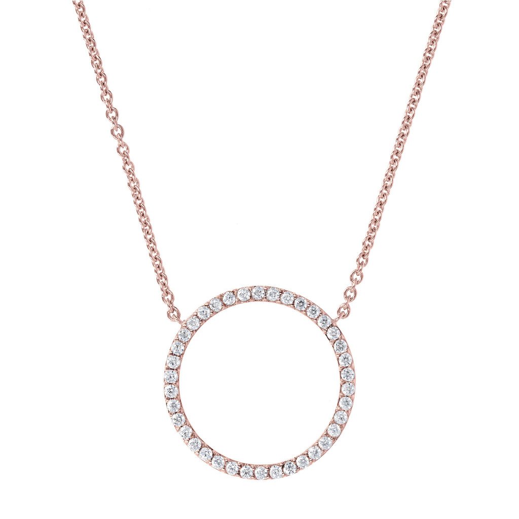 Bronzallure Rose Gold & CZ Open Circle Necklace