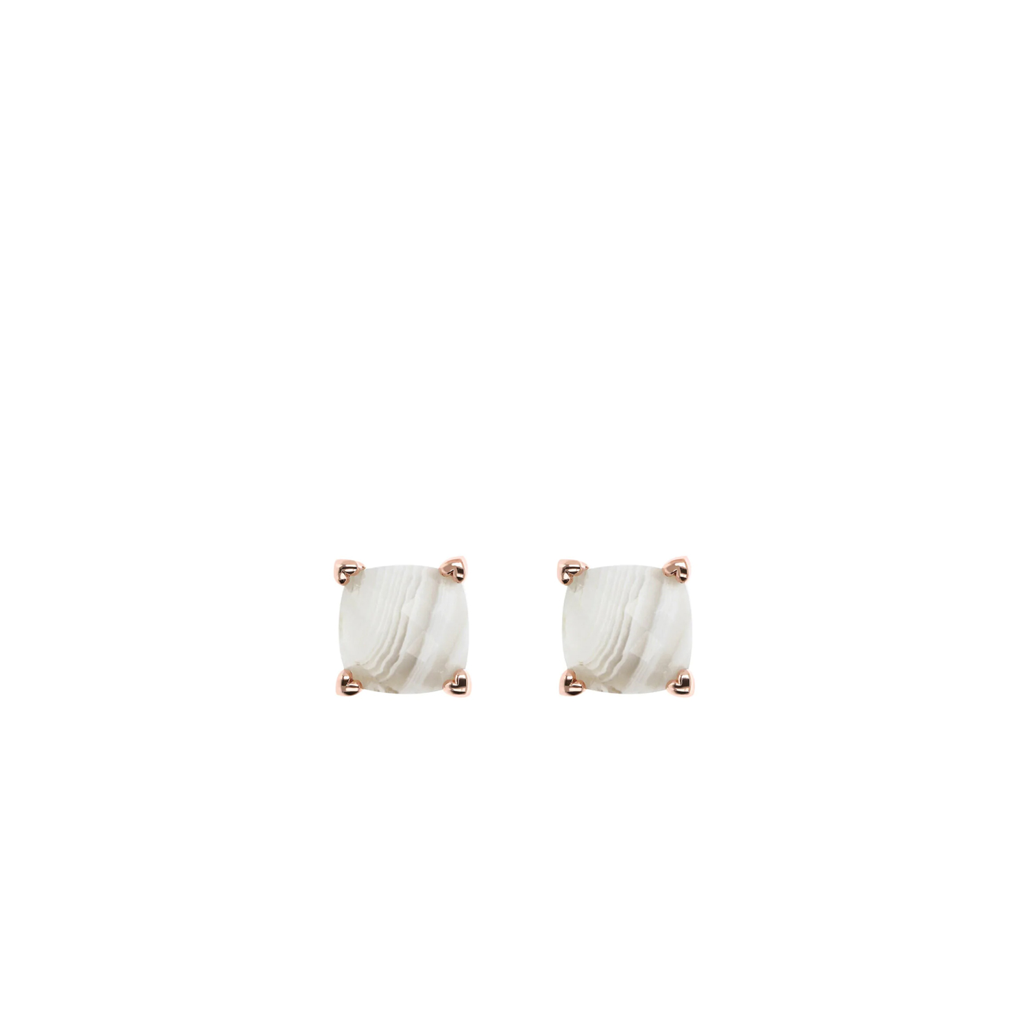 Bronzallure White Agate Stud Earrings