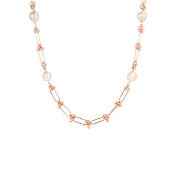 Bronzallure Rose Link & Pearl Necklace