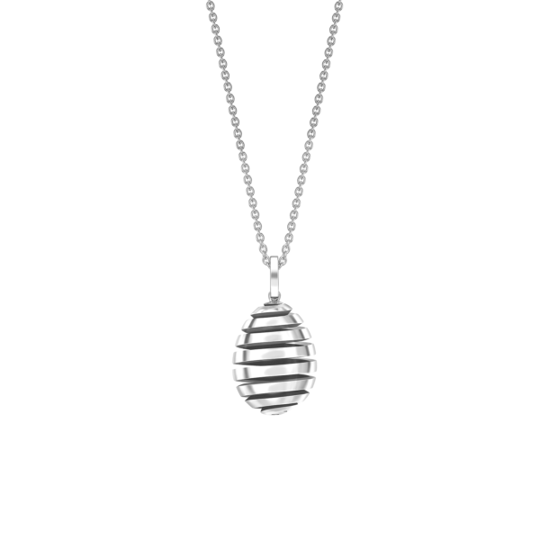 Faberge 18ct. White Gold Spiral Egg Necklace