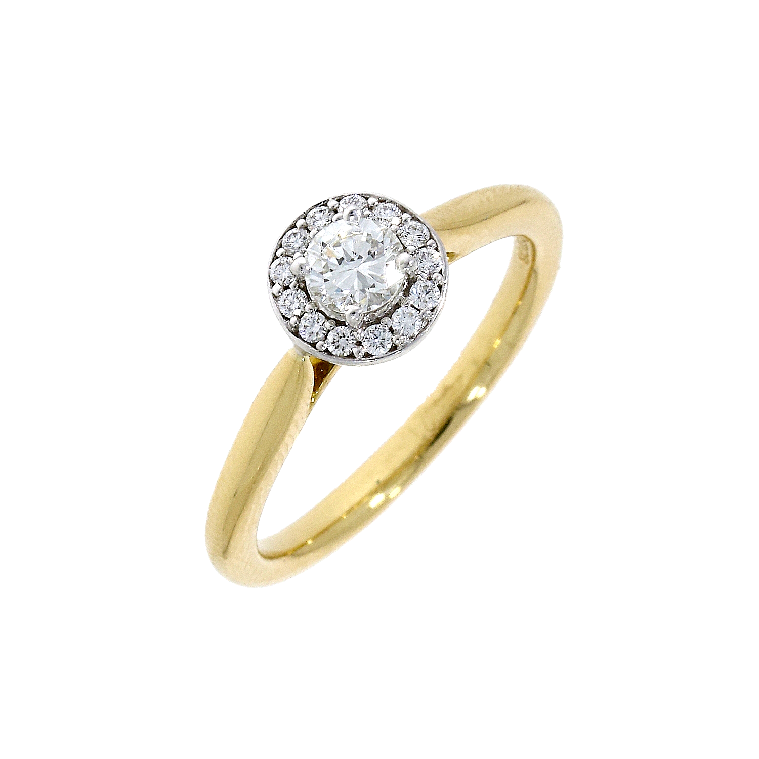 18ct. Yellow Gold Diamond Halo Engagement Ring - 0.48cts