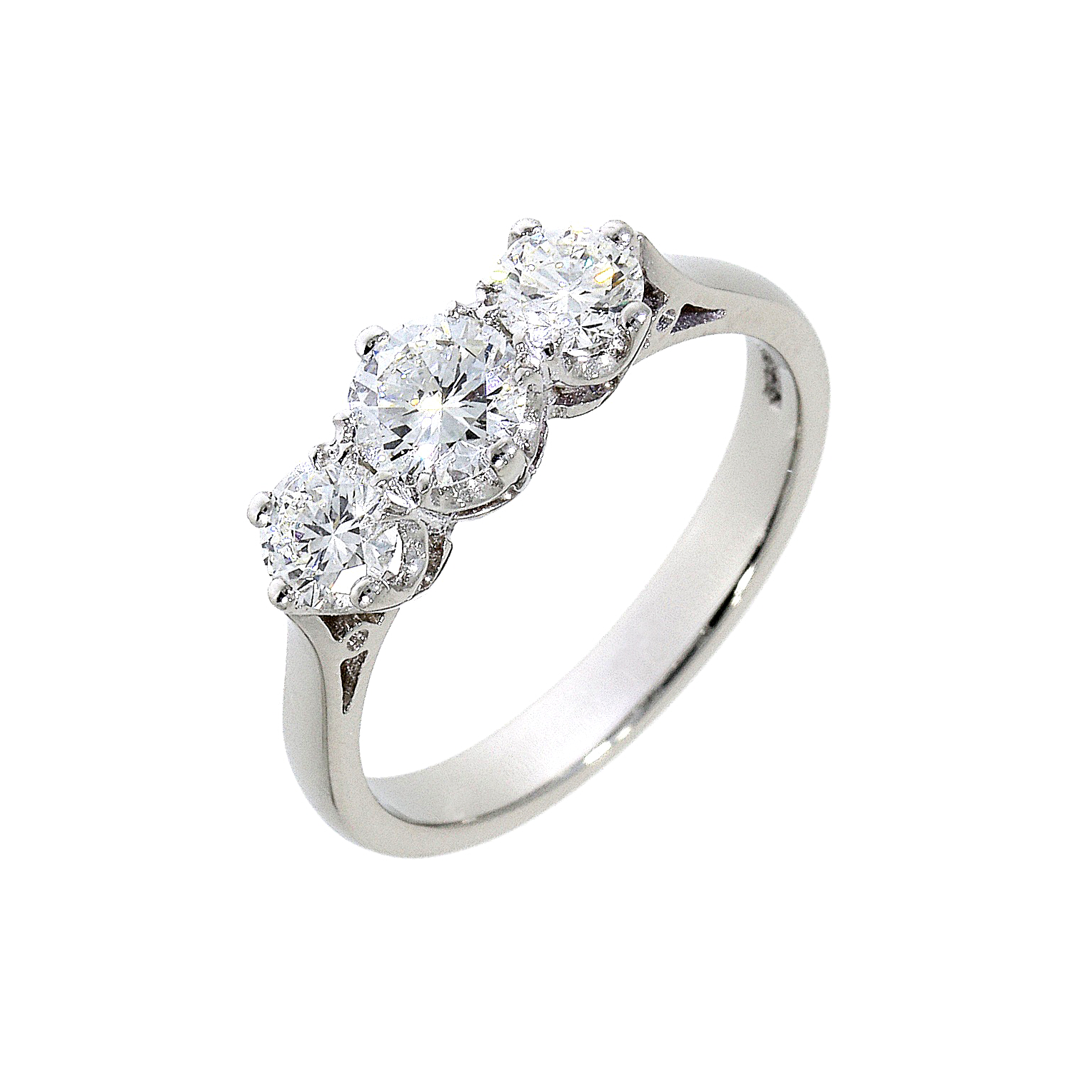 Versailles - Platinum 3-Stone Diamond Engagement Ring - 0.88cts
