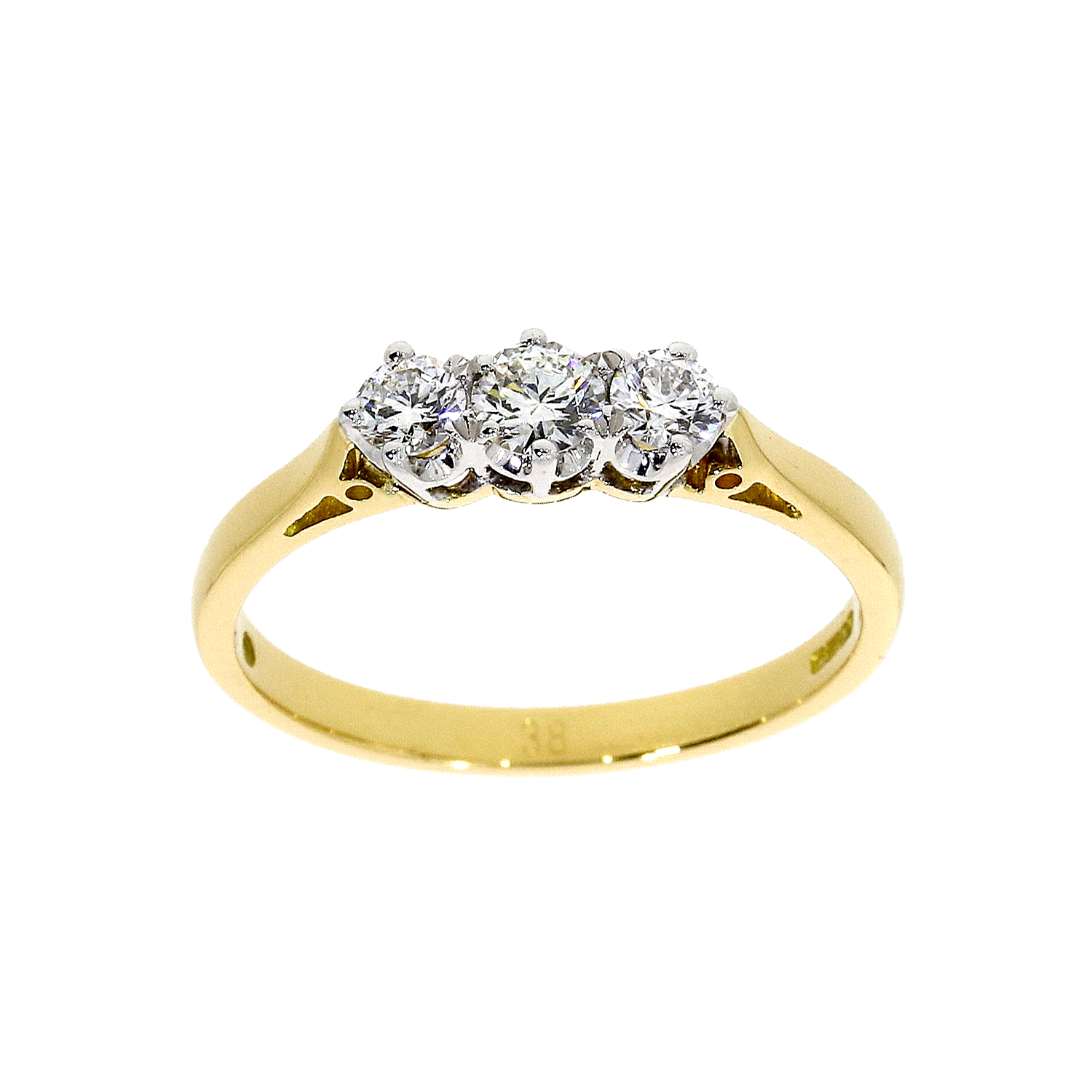 Versailles - 18ct. Yellow Gold 3-Stone Diamond Engagement Ring - 0.49cts