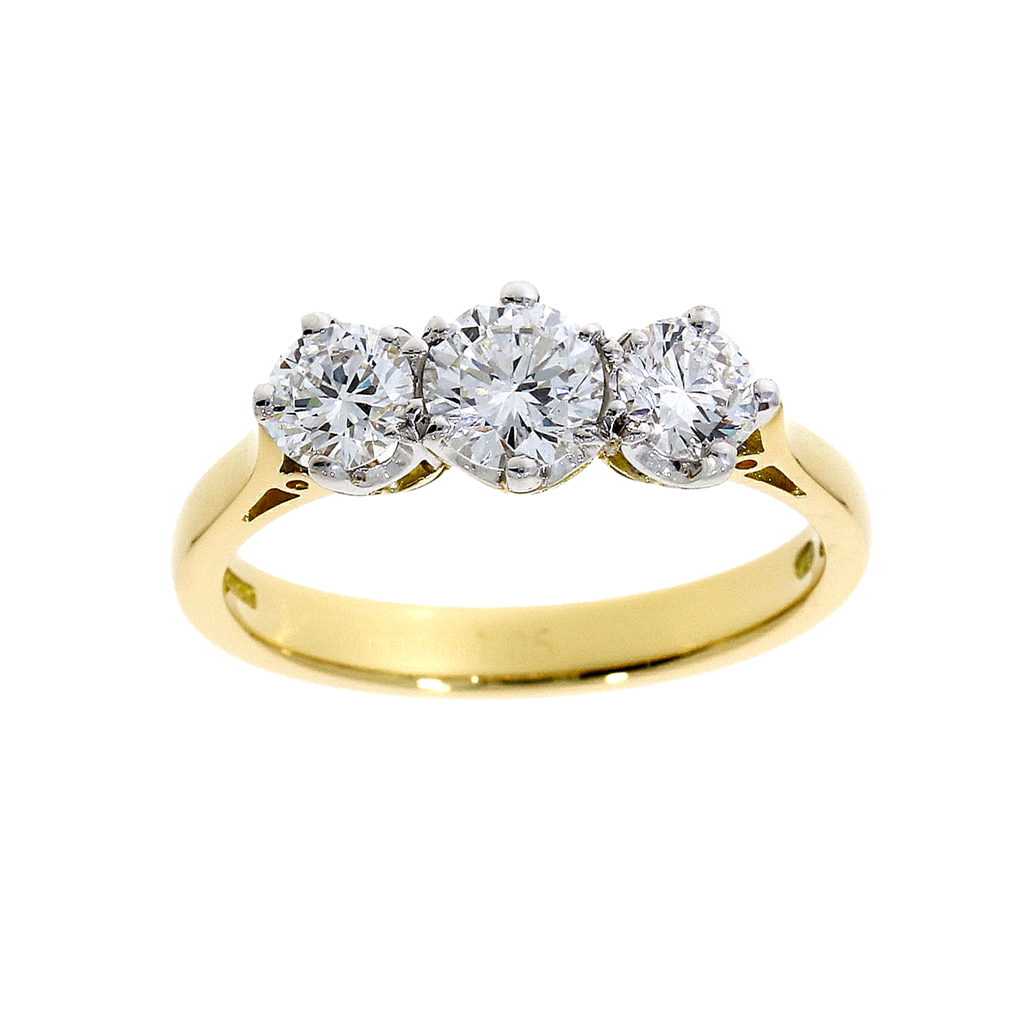Versailles - 18ct. Yellow Gold 3-Stone Diamond Engagement Ring - 0.75cts