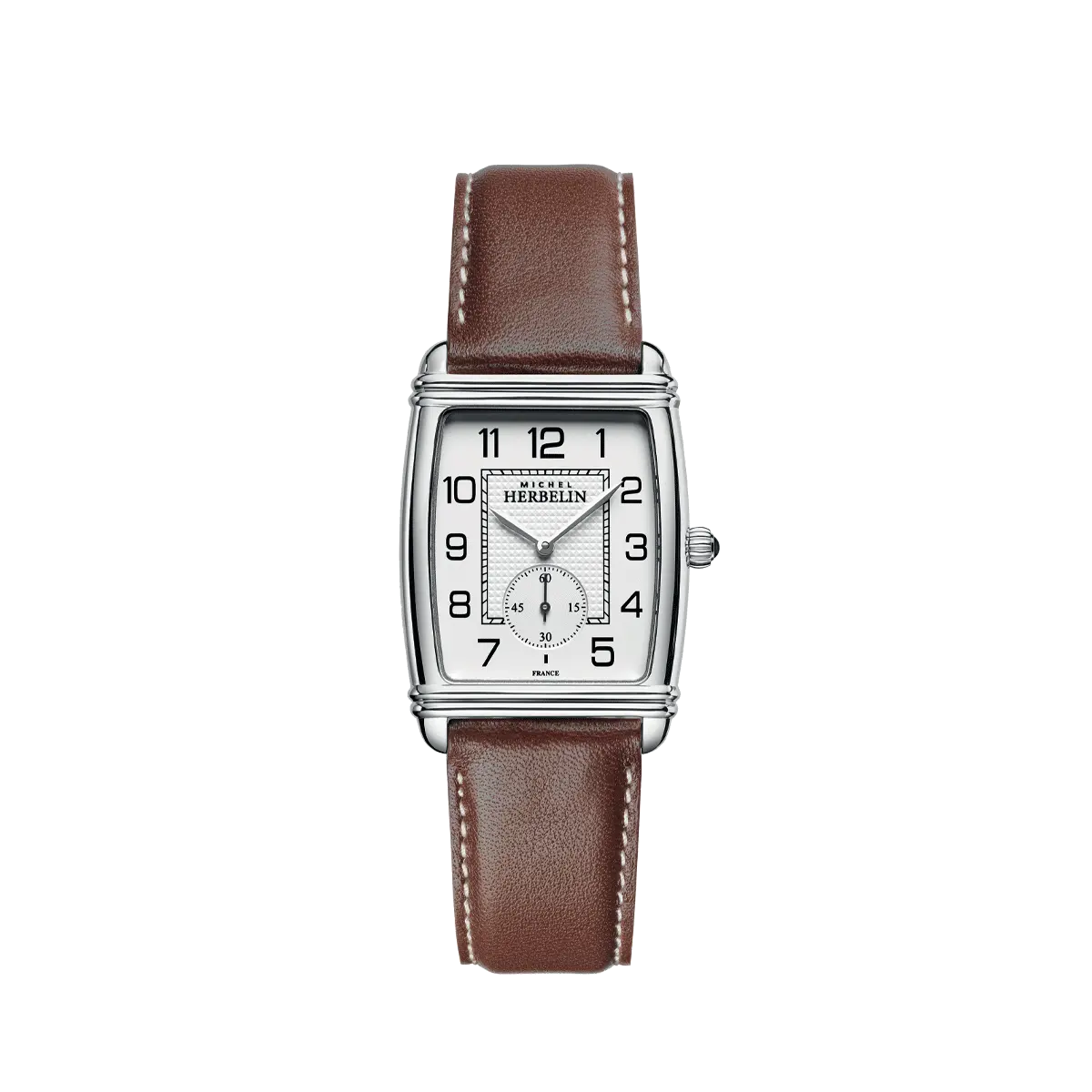 Michel Herbelin Art Deco Watch with Brown Leather Strap