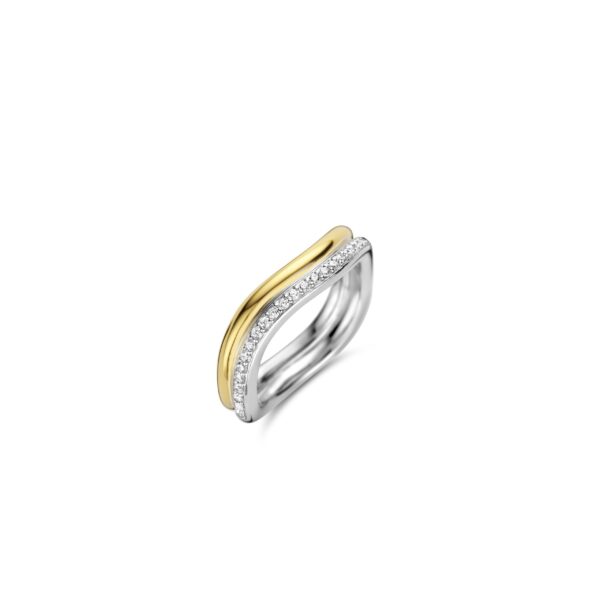 Ti Sento Gold & CZ Curved Double Ring