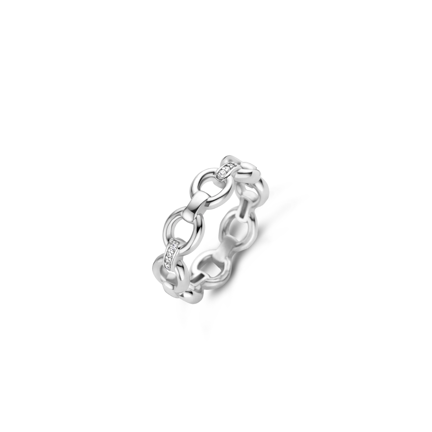 Ti Sento Chain Link Ring with CZ