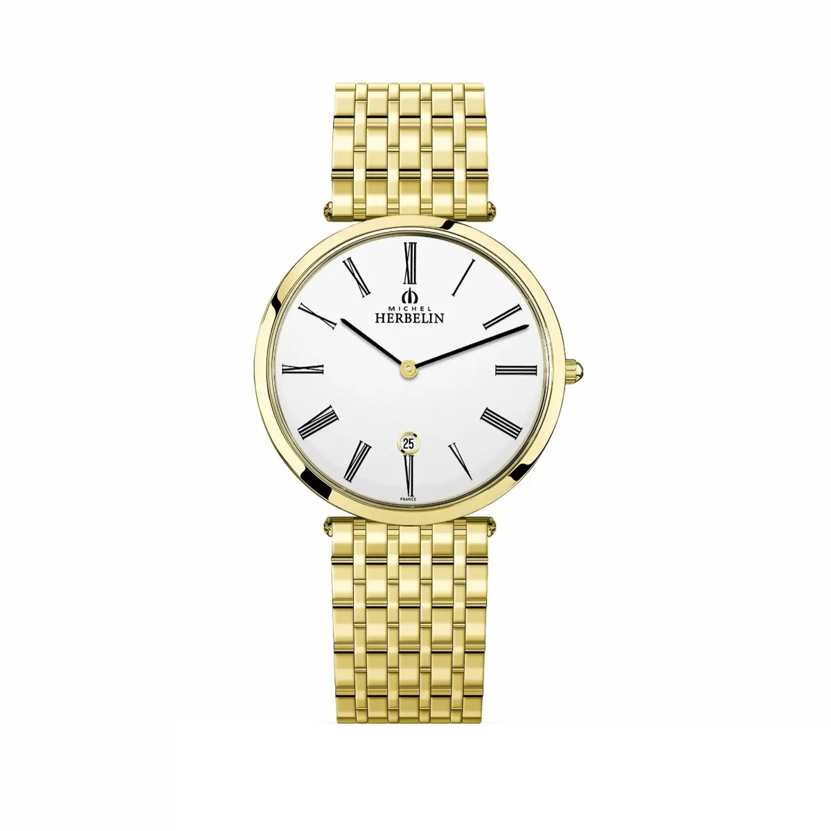 Michel Herbelin Epsilon Yellow Gold Plated Watch - White Dial