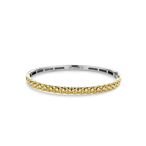 Ti Sento Gold Quilted Hinged Bangle