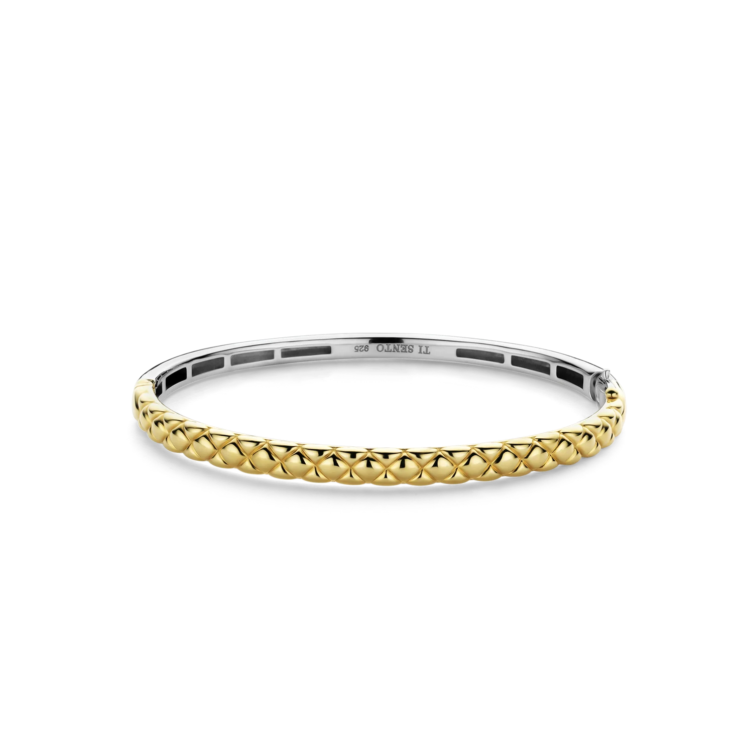 Ti Sento Gold Quilted Hinged Bangle