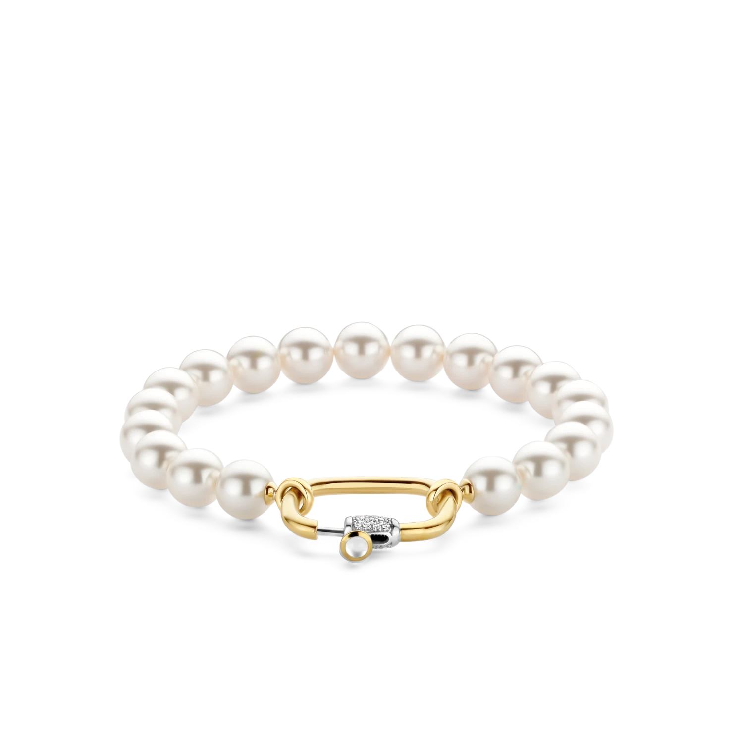 Ti Sento Pearl Bracelet with Large Gold Clasp