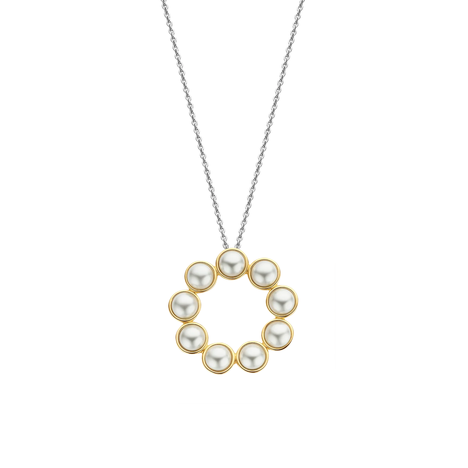 Ti Sento Gold & Pearl Circle Necklace