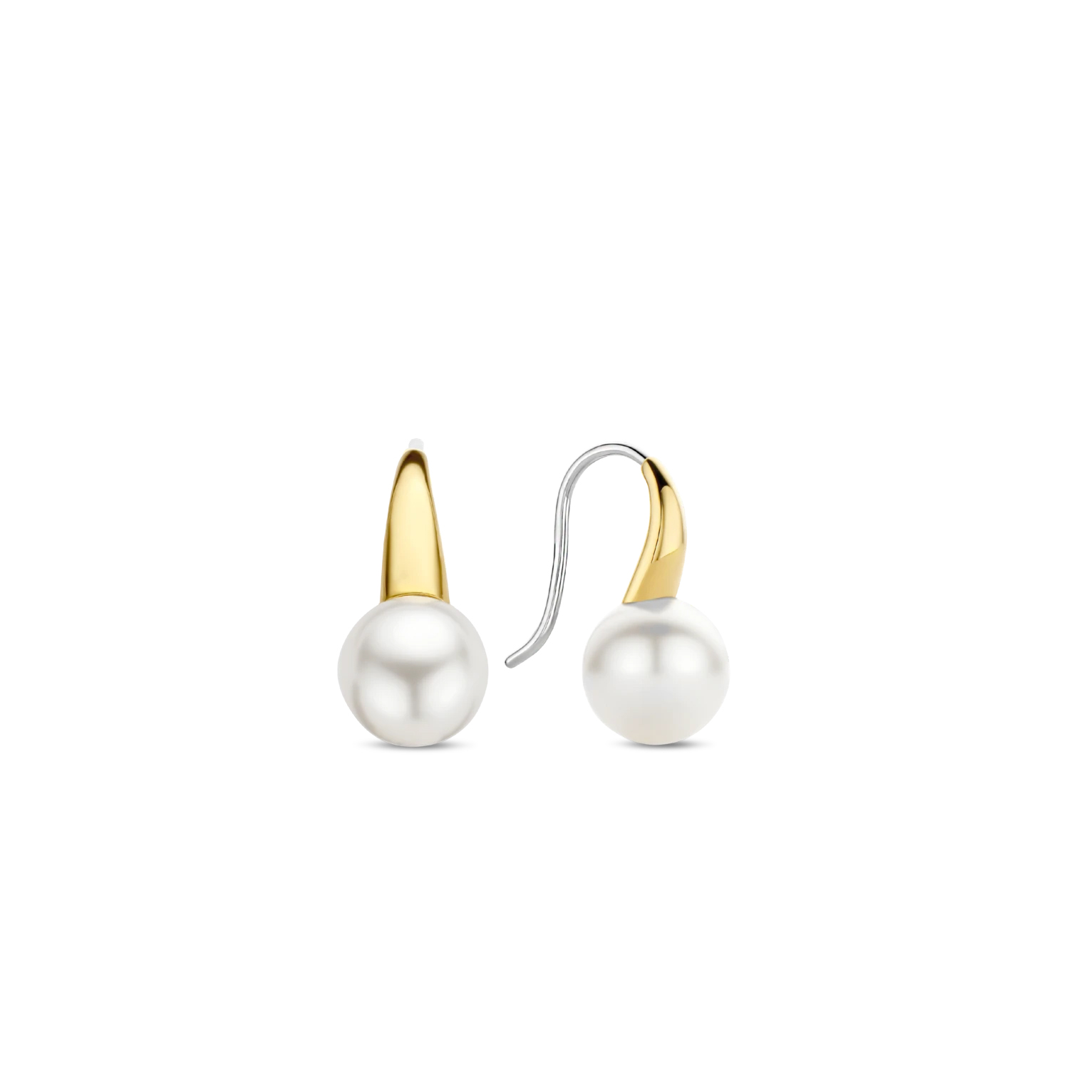 Ti Sento Gold & Pearl Wire Drop Earrings