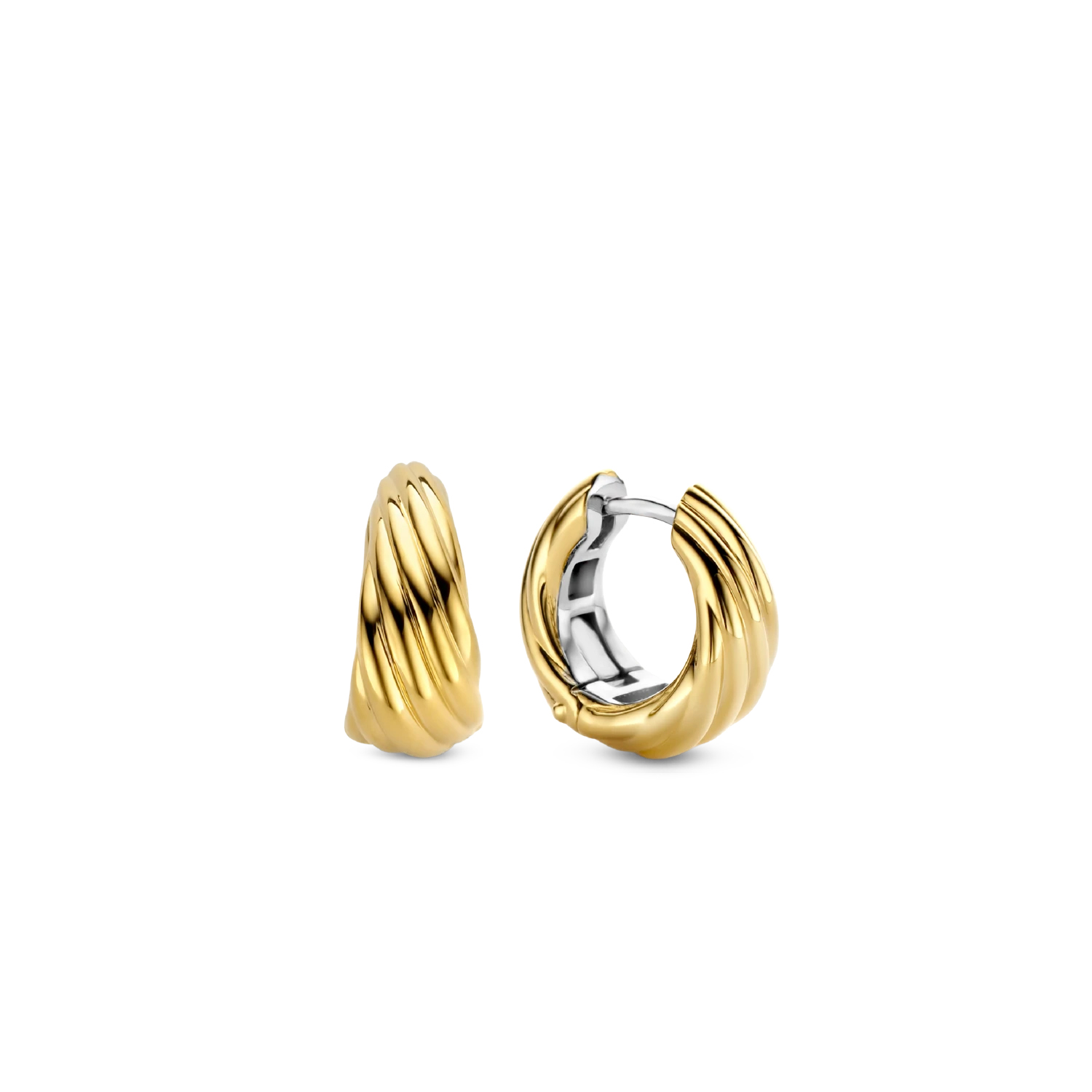 Ti Sento Gold Twisted Lines Hoop Earrings