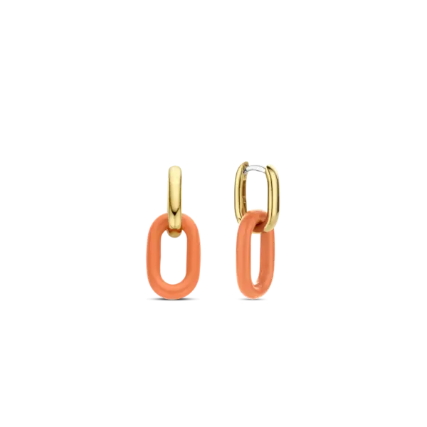 Ti Sento Double Rectangle Hoop Earrings - Gold & Orange