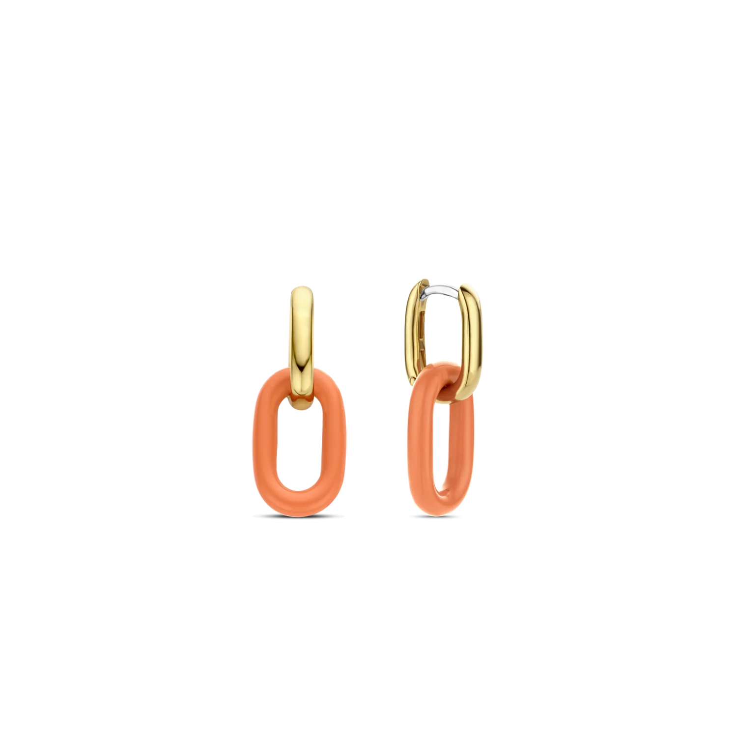 Ti Sento Double Rectangle Hoop Earrings - Gold & Orange