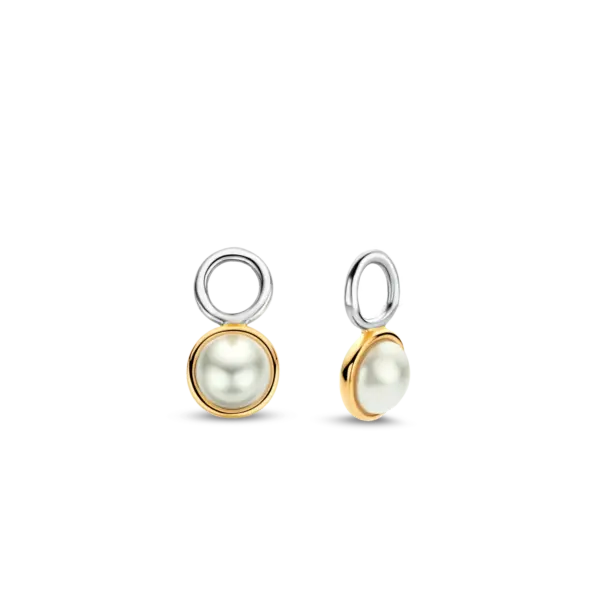 Ti Sento Ear Charms - Gold & Small Pearl