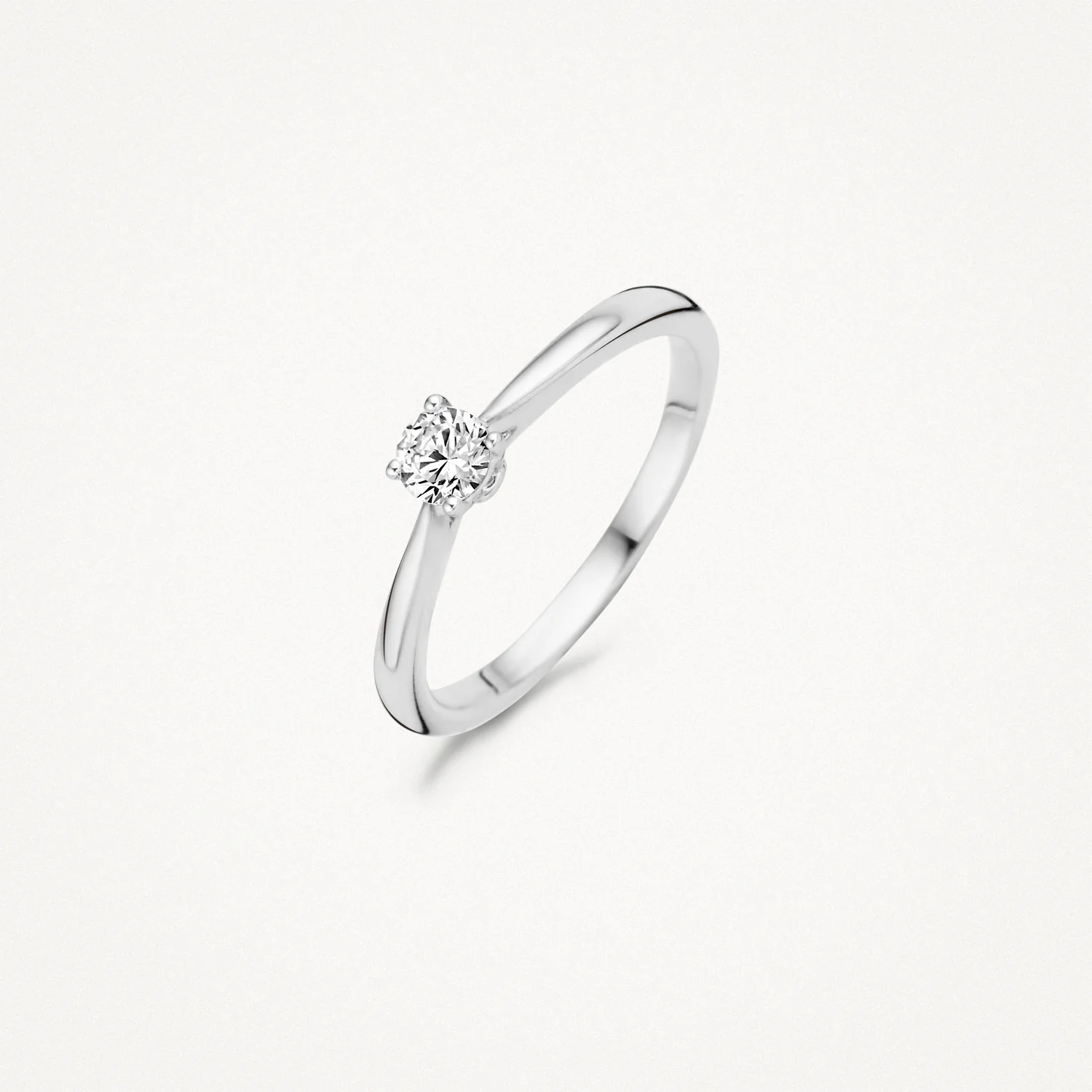 Blush 14ct. White Gold CZ Solitaire Ring