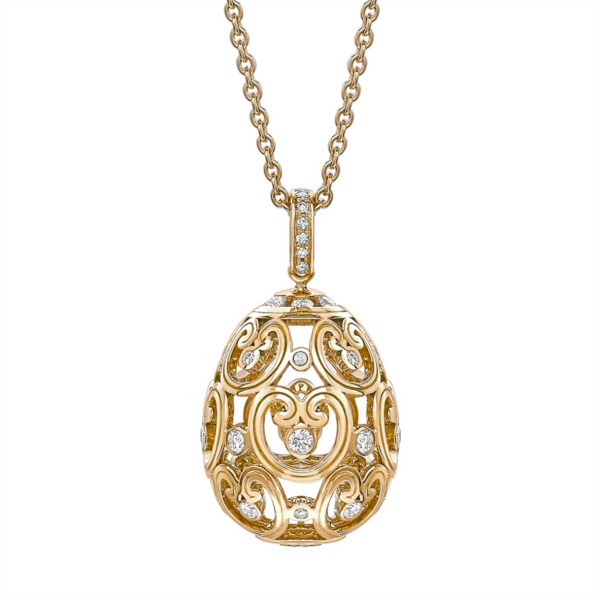 Faberge Imperial Impératrice Yellow Gold & Diamond Egg Necklace