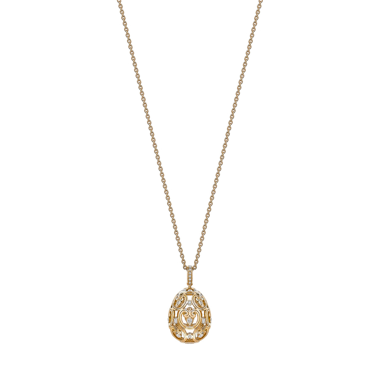 Fabergé Imperial Impératrice Yellow Gold & Diamond Egg Necklace