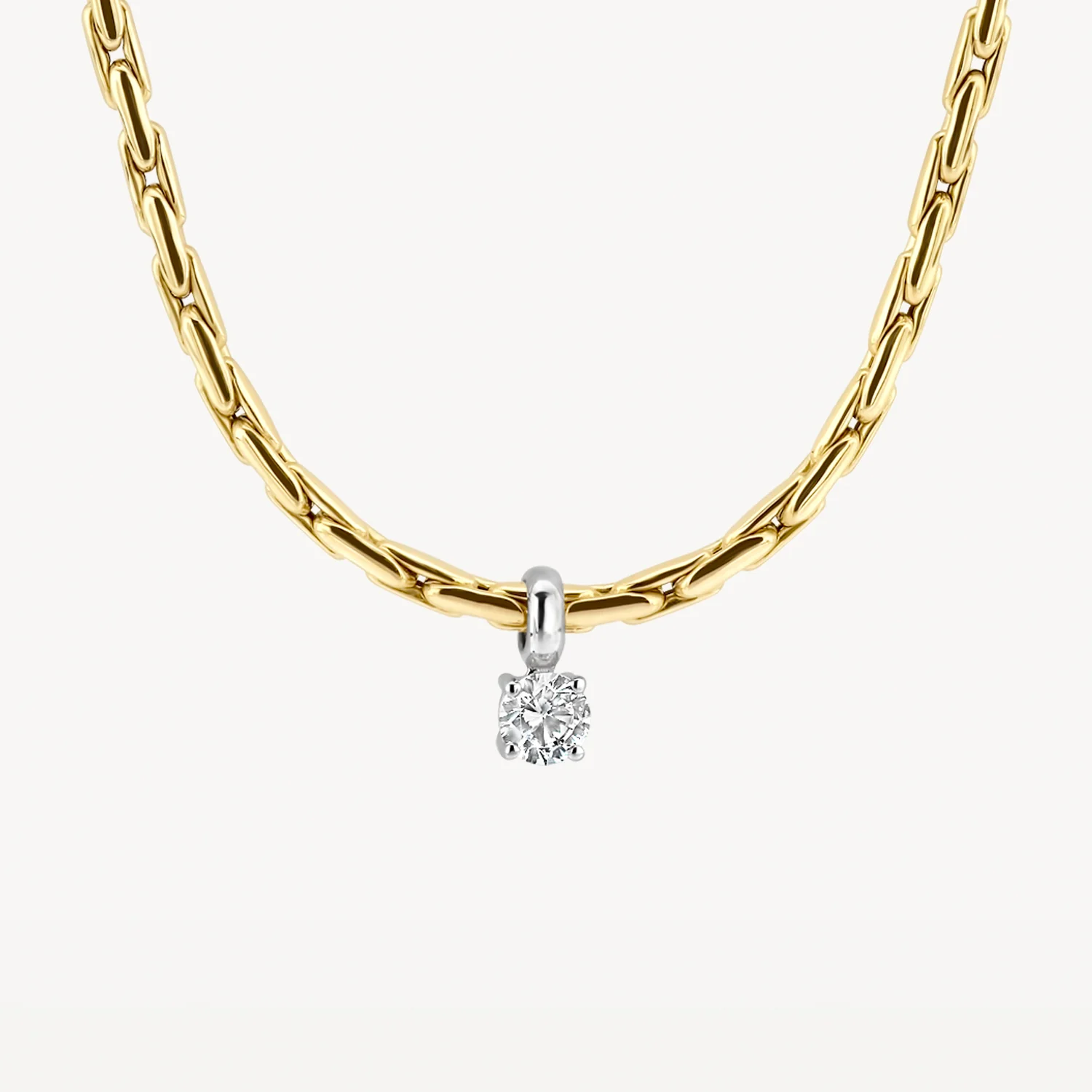 Blush Yellow Gold Fantasy Link Necklace with CZ Pendant
