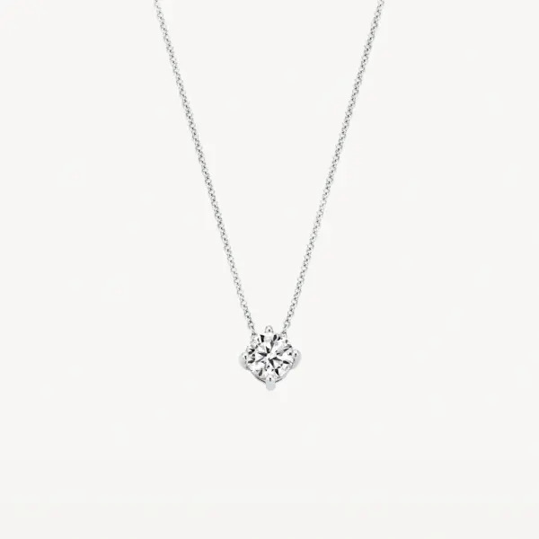 Blush White Gold Necklace with CZ Pendant