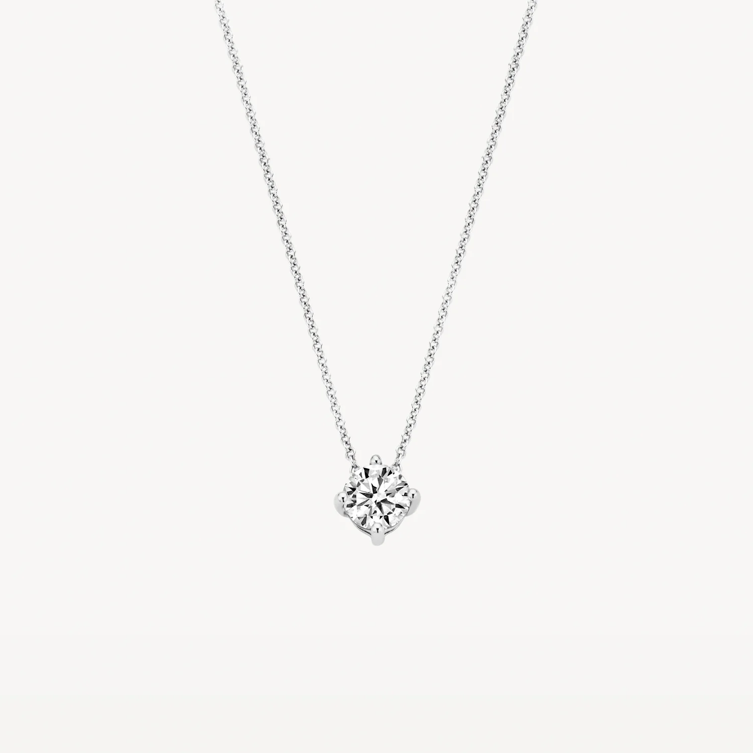 Blush White Gold Necklace with CZ Pendant