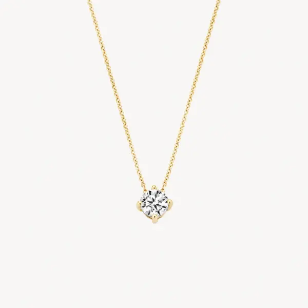 Blush Yellow Gold Necklace with CZ Pendant