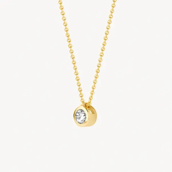 Blush Yellow Gold Necklace with Small CZ Pendant