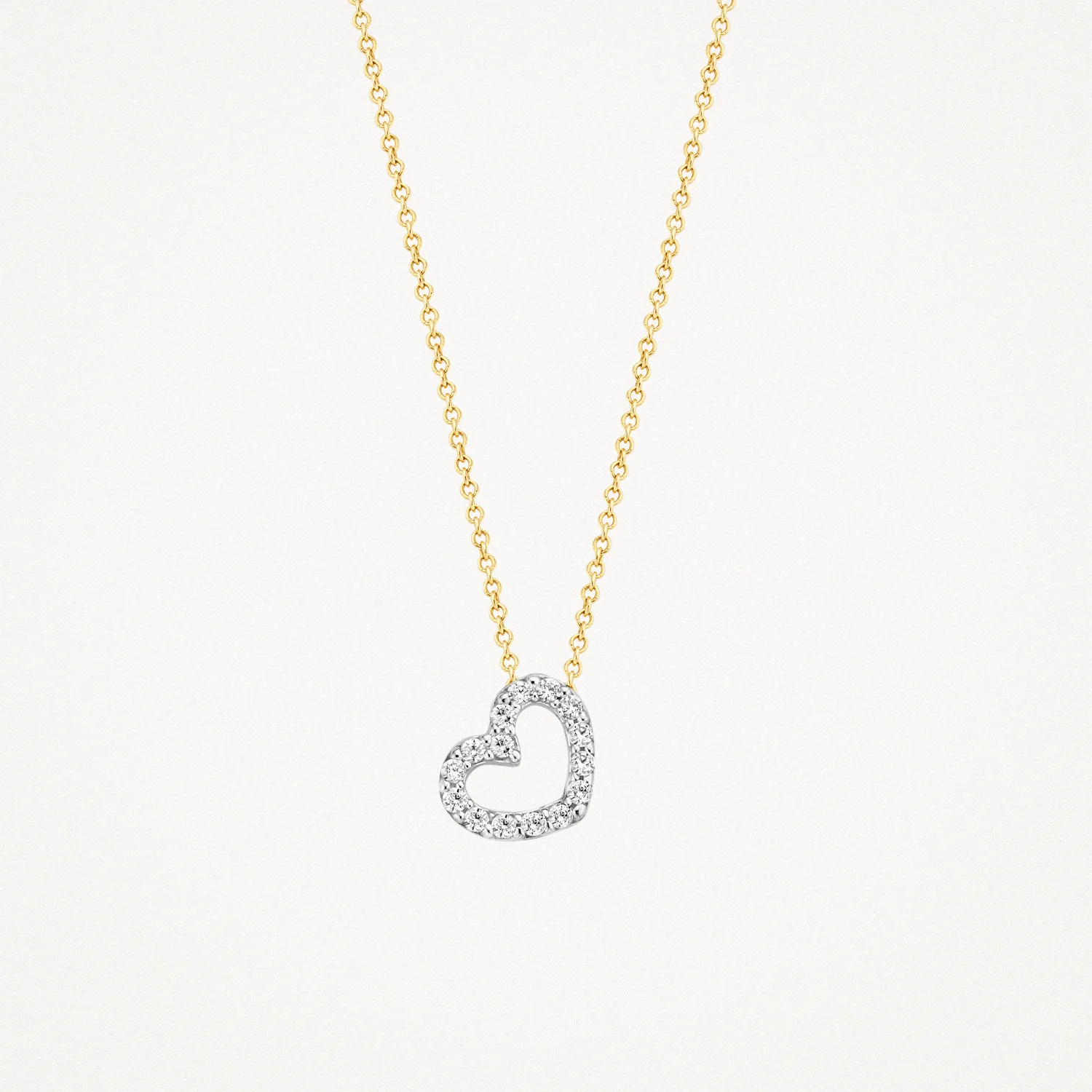 Blush Two-Tone Gold & CZ Open Heart Necklace