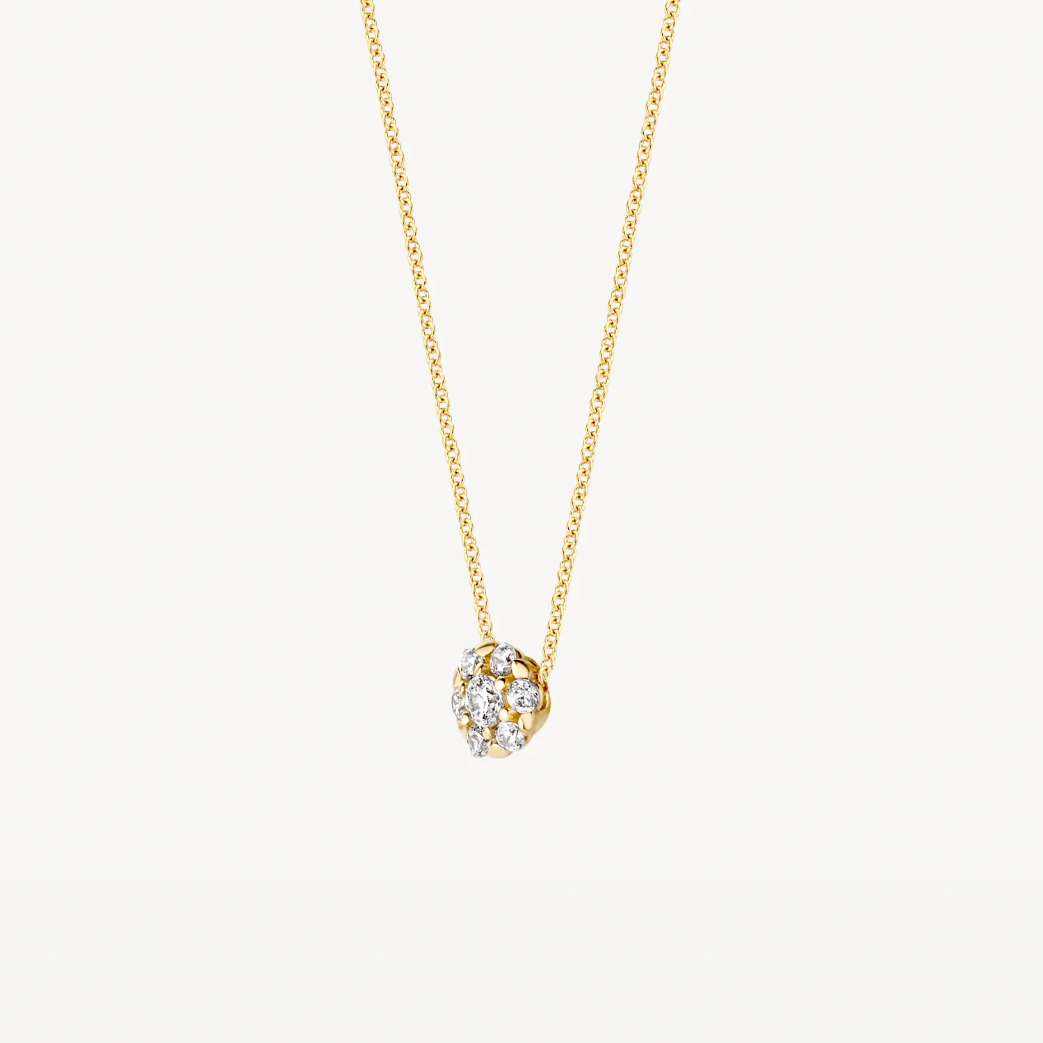Blush Yellow Gold Necklace with CZ Cluster Pendant