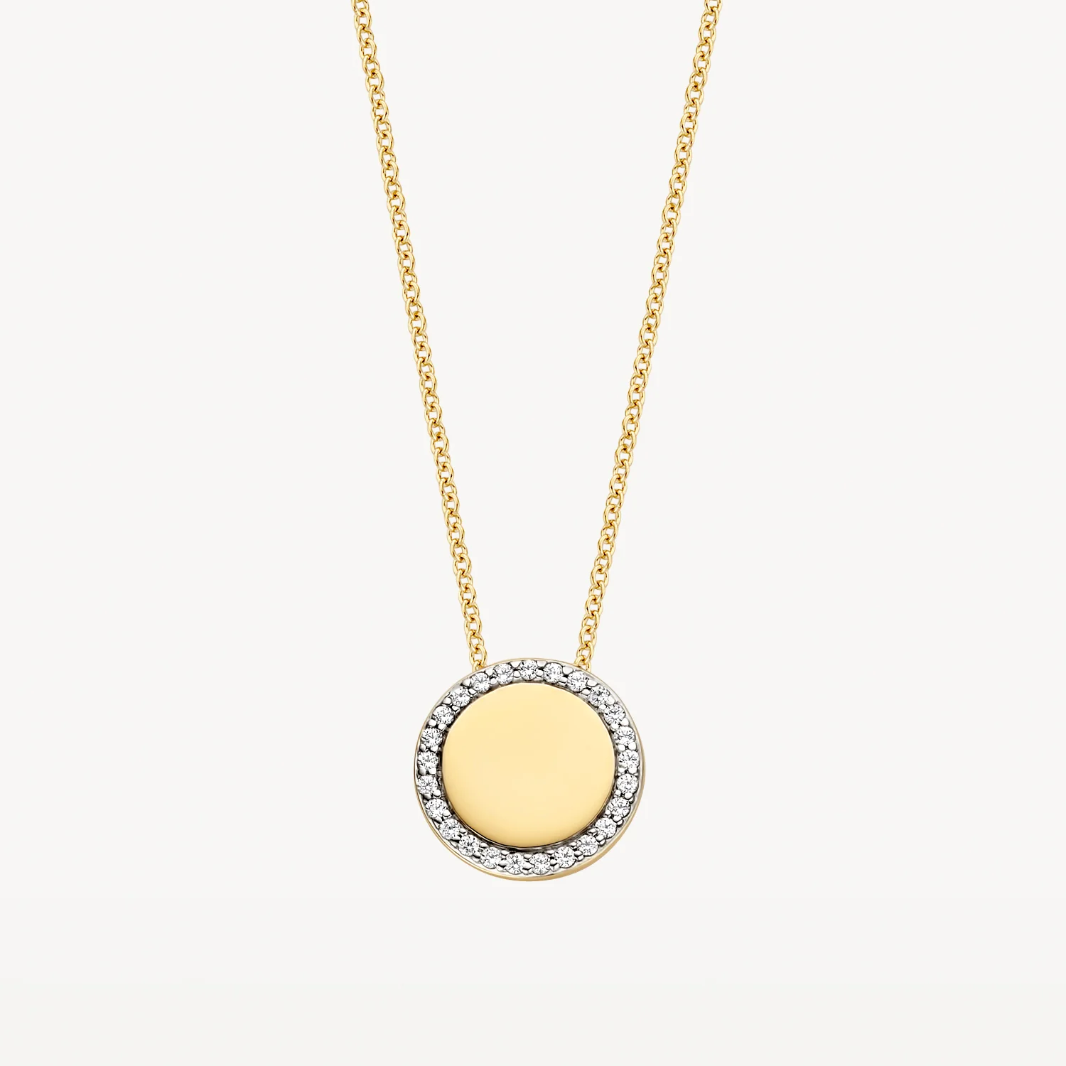 Blush Yellow Gold & CZ Disc Necklace