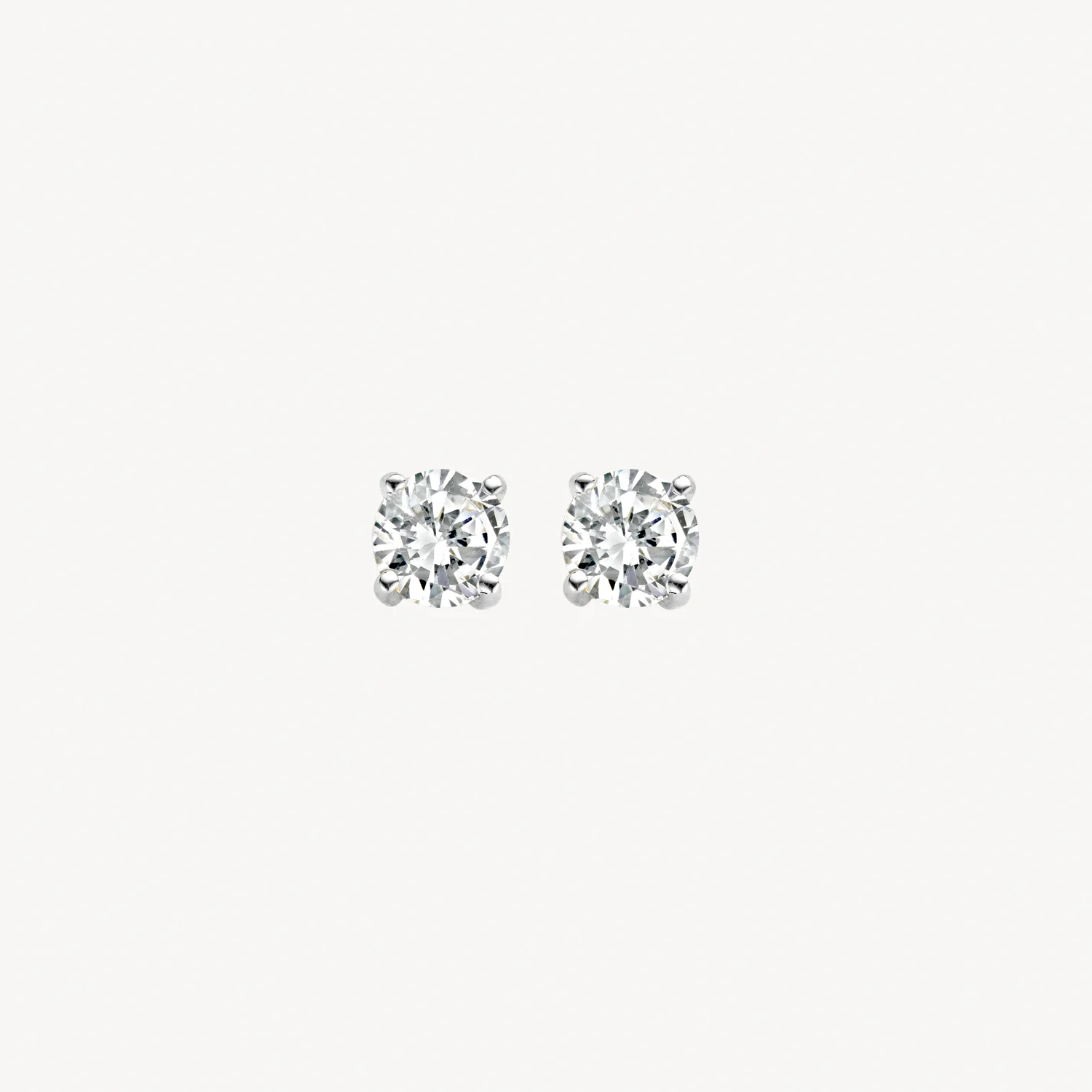Blush White Gold & Claw-Set CZ Stud Earrings - Large