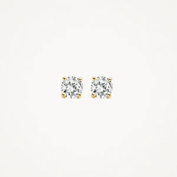 Blush Yellow Gold & Claw-Set CZ Stud Earrings - Large