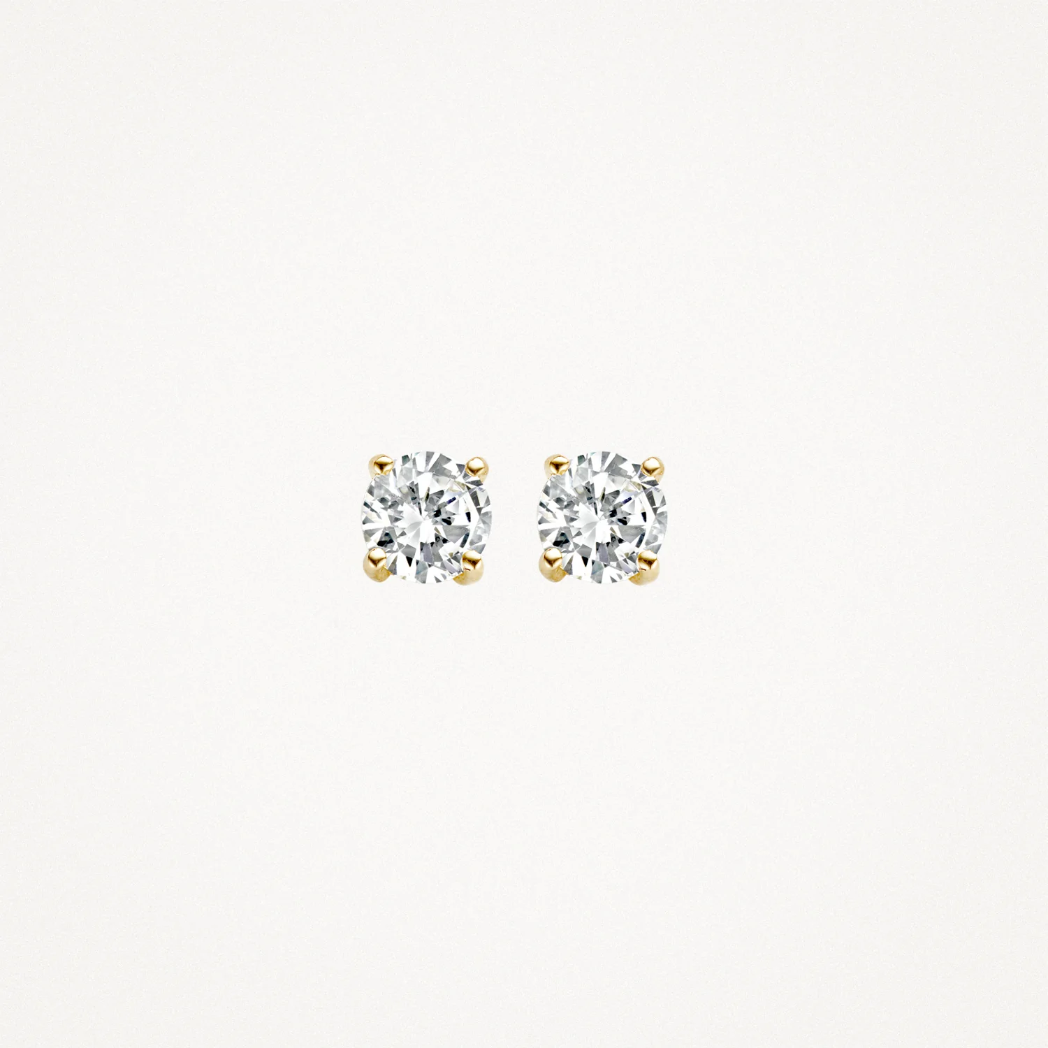 Blush Yellow Gold & Claw-Set CZ Stud Earrings - Large