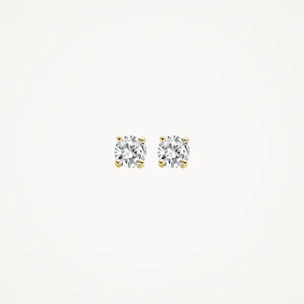 Blush White Gold & Claw-Set CZ Stud Earrings - Medium