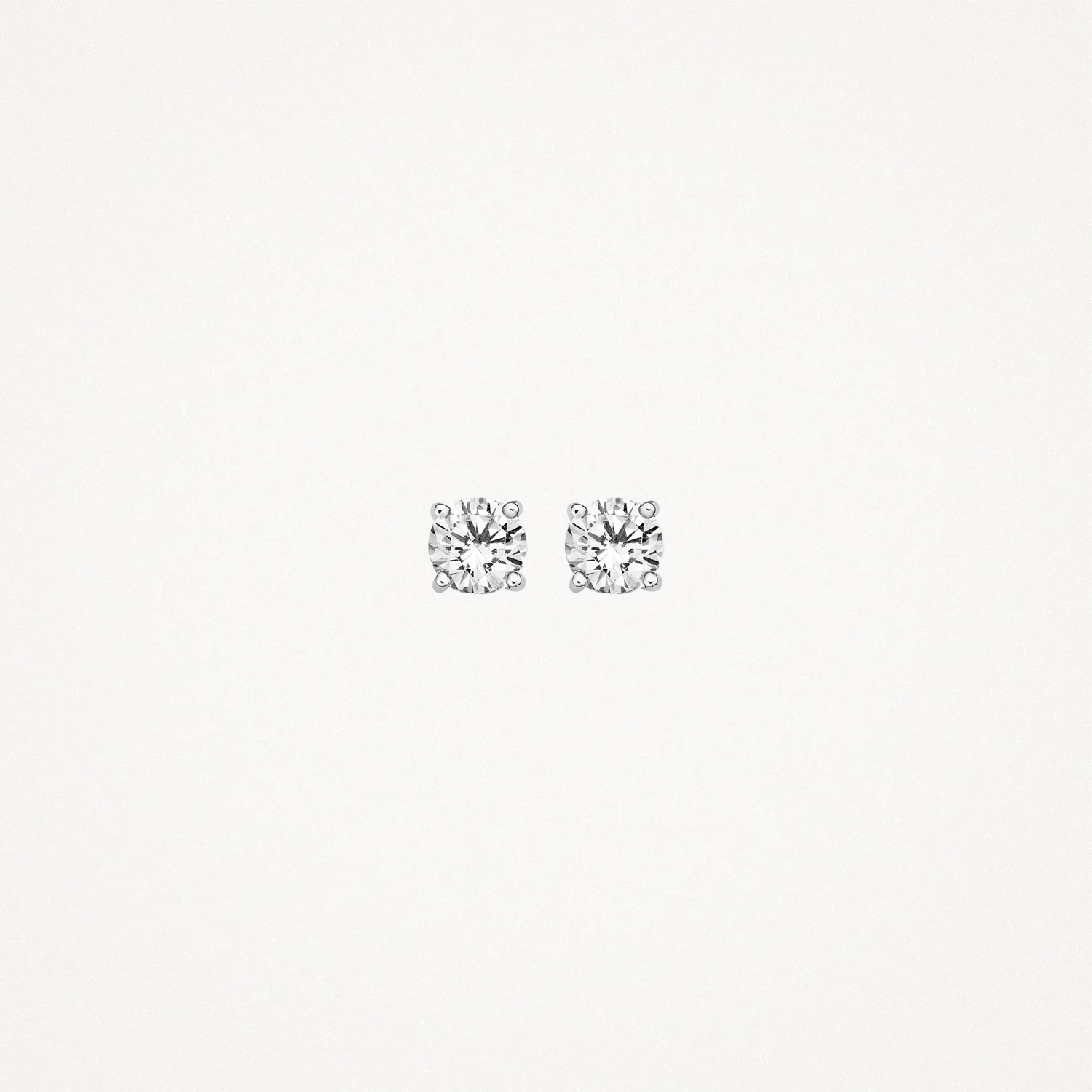 Blush White Gold & Claw-Set CZ Stud Earrings - Very Small