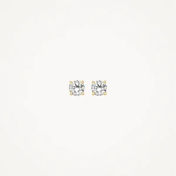 Blush Yellow Gold & Claw-Set CZ Stud Earrings - Very Small