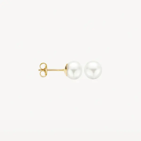 Blush Gold & Pearl Stud Earrings - Large