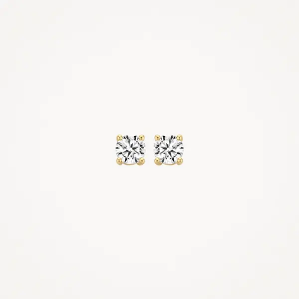 Blush Yellow Gold & Claw-Set CZ Stud Earrings - Small